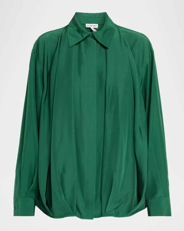 Charmeuse Balloon Button-Down Shirt